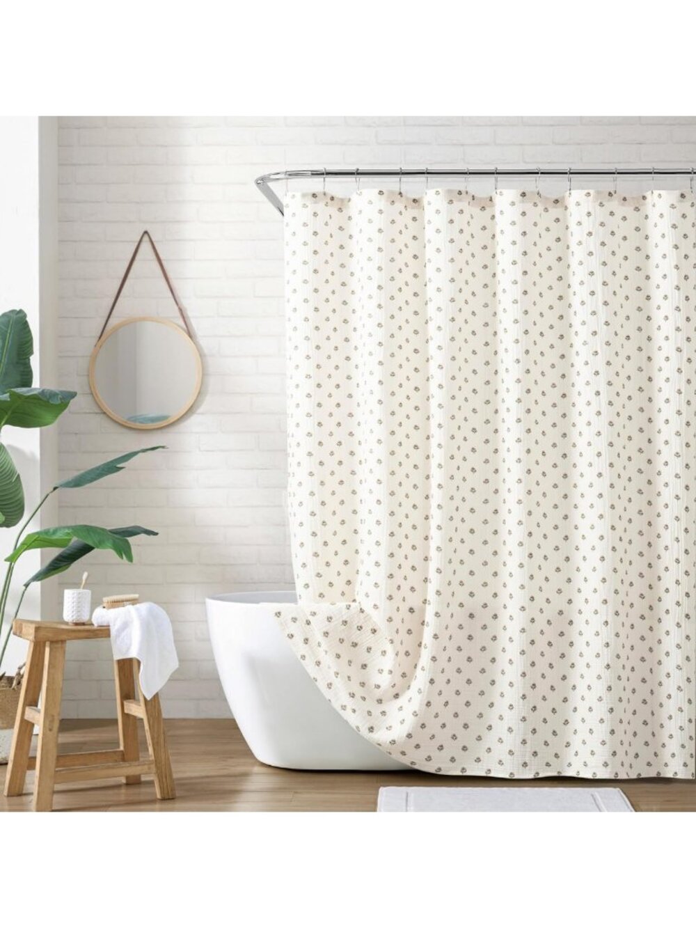 Stylish Block Print Gauze Shower Curtain 72x72 inches - Multi Color, 1-Piece